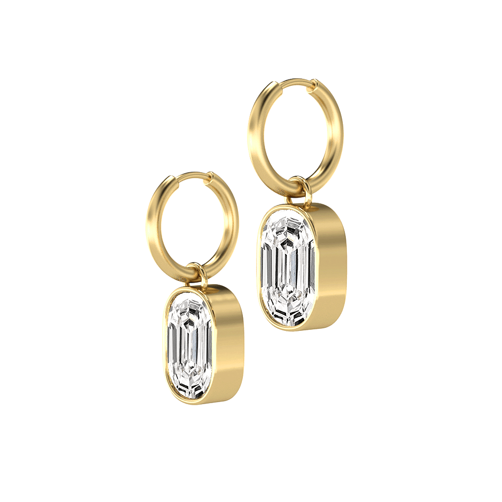 O Letter Alphabet Hoop Earrings in 18k Yellow Gold — view 2