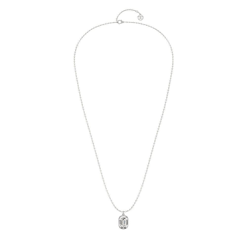 O Letter Alphabet Pendant in 18k White Gold — view 2
