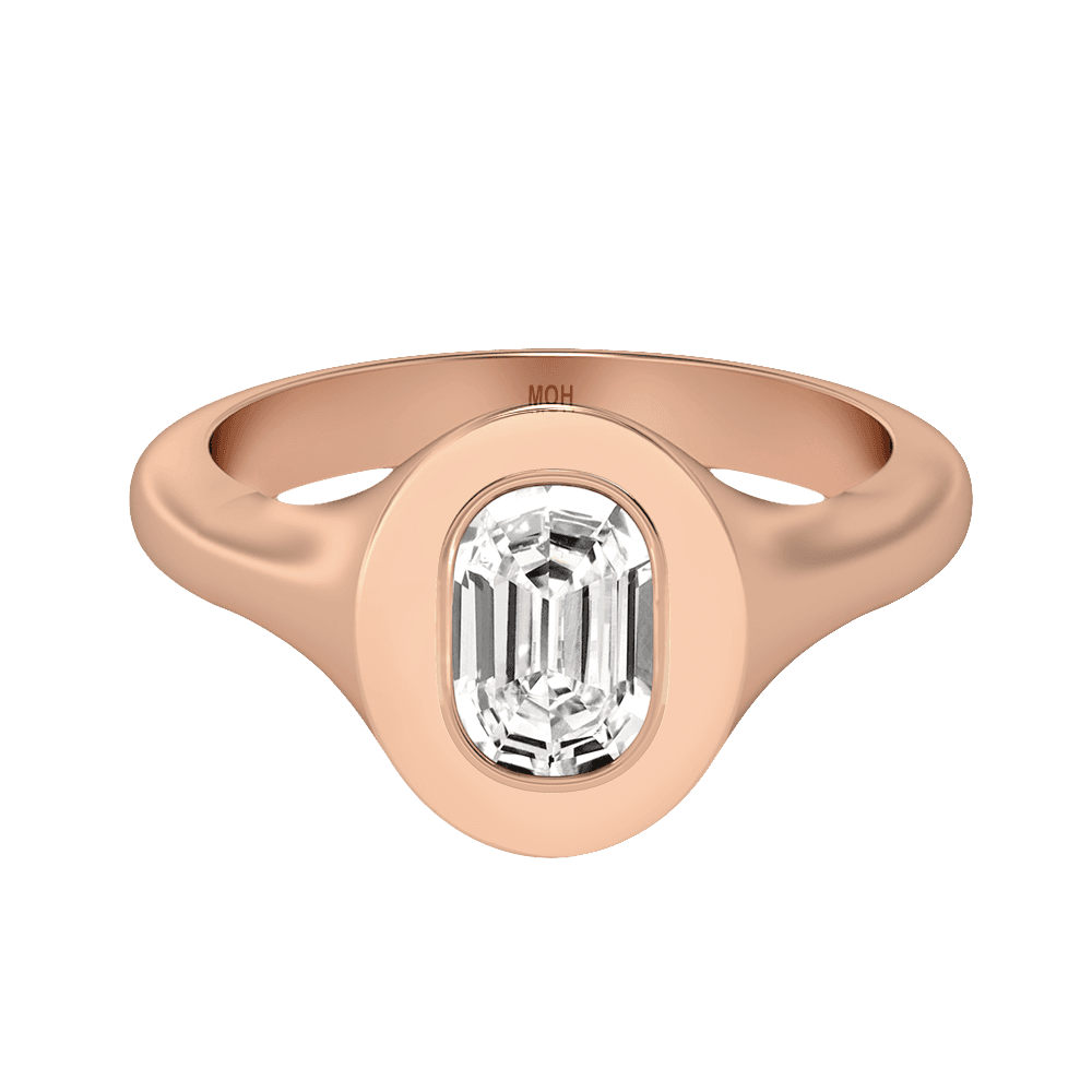 O Letter Alphabet Signet Ring in 18k Rose Gold