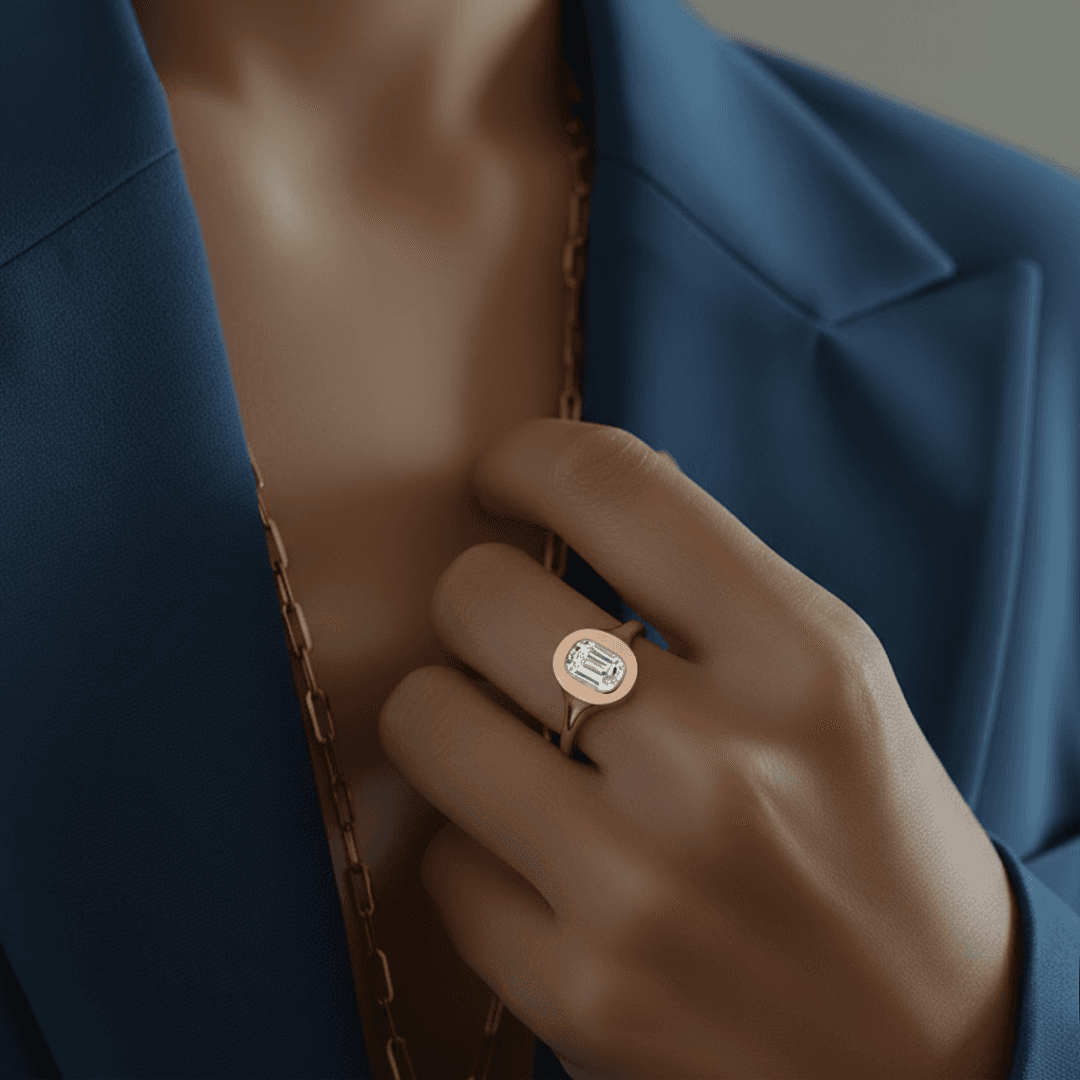 O Letter Alphabet Signet Ring — view 2