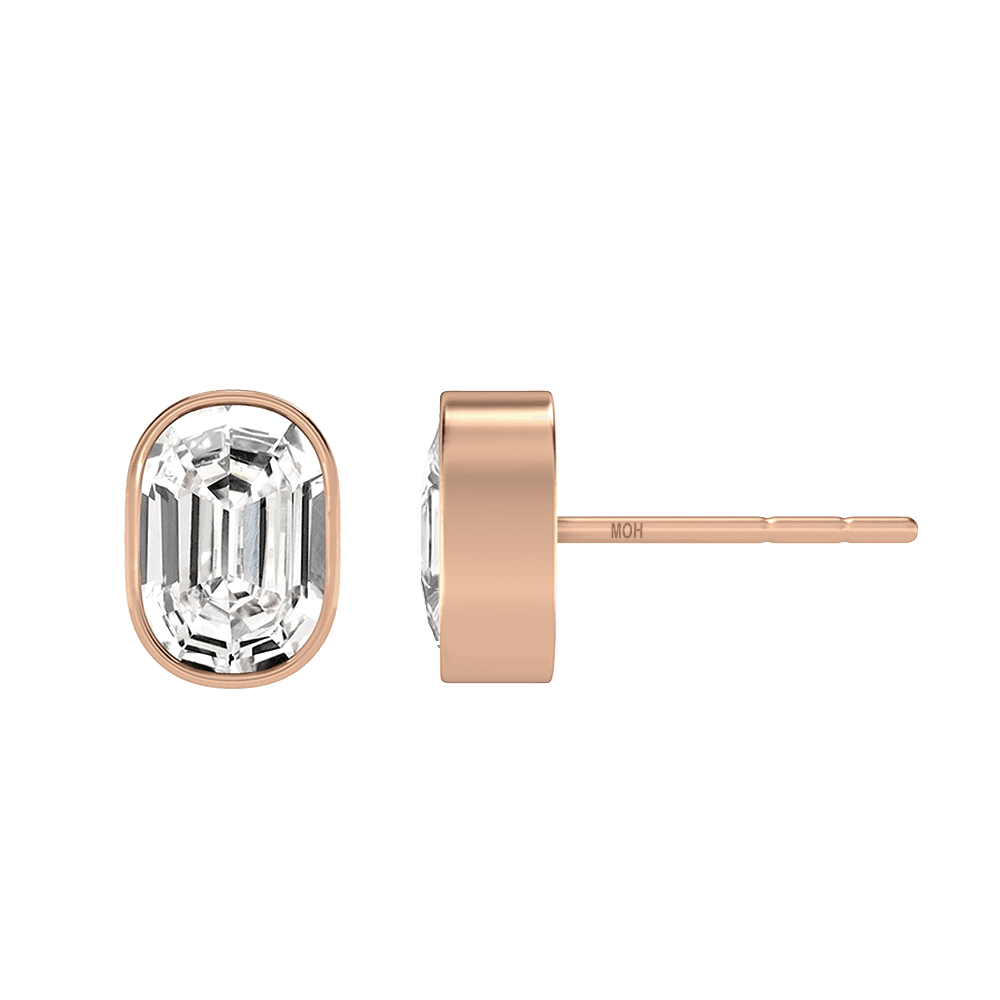 O Letter Alphabet Stud Earrings in 18k Rose Gold — view 2