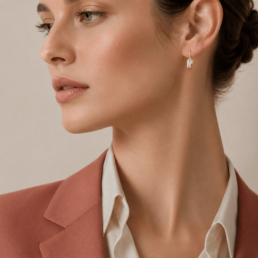 P Letter Alphabet Hoop Earrings — view 2