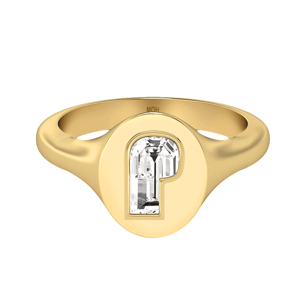 P Letter Alphabet Signet Ring