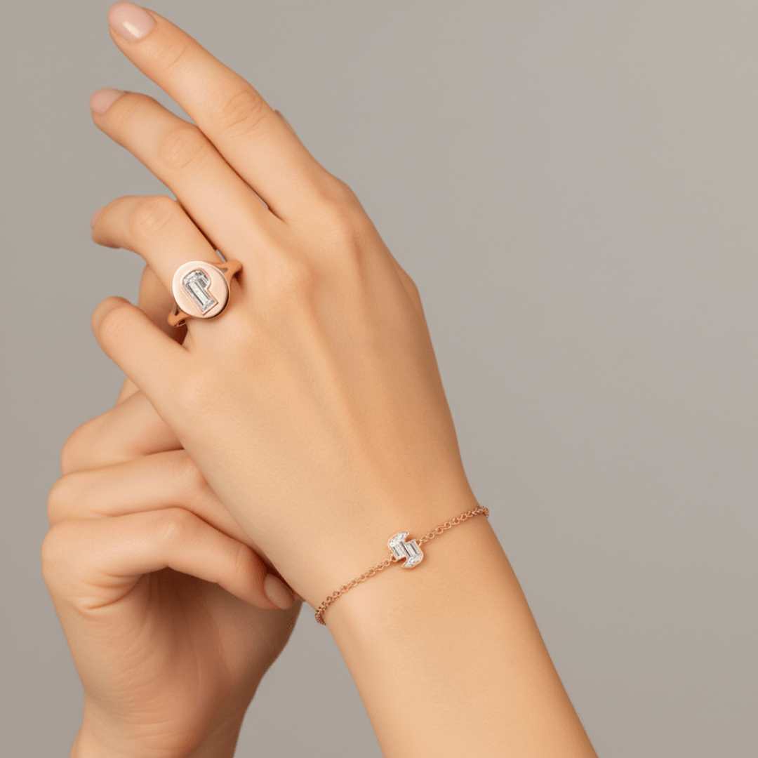 P Letter Alphabet Signet Ring — view 2