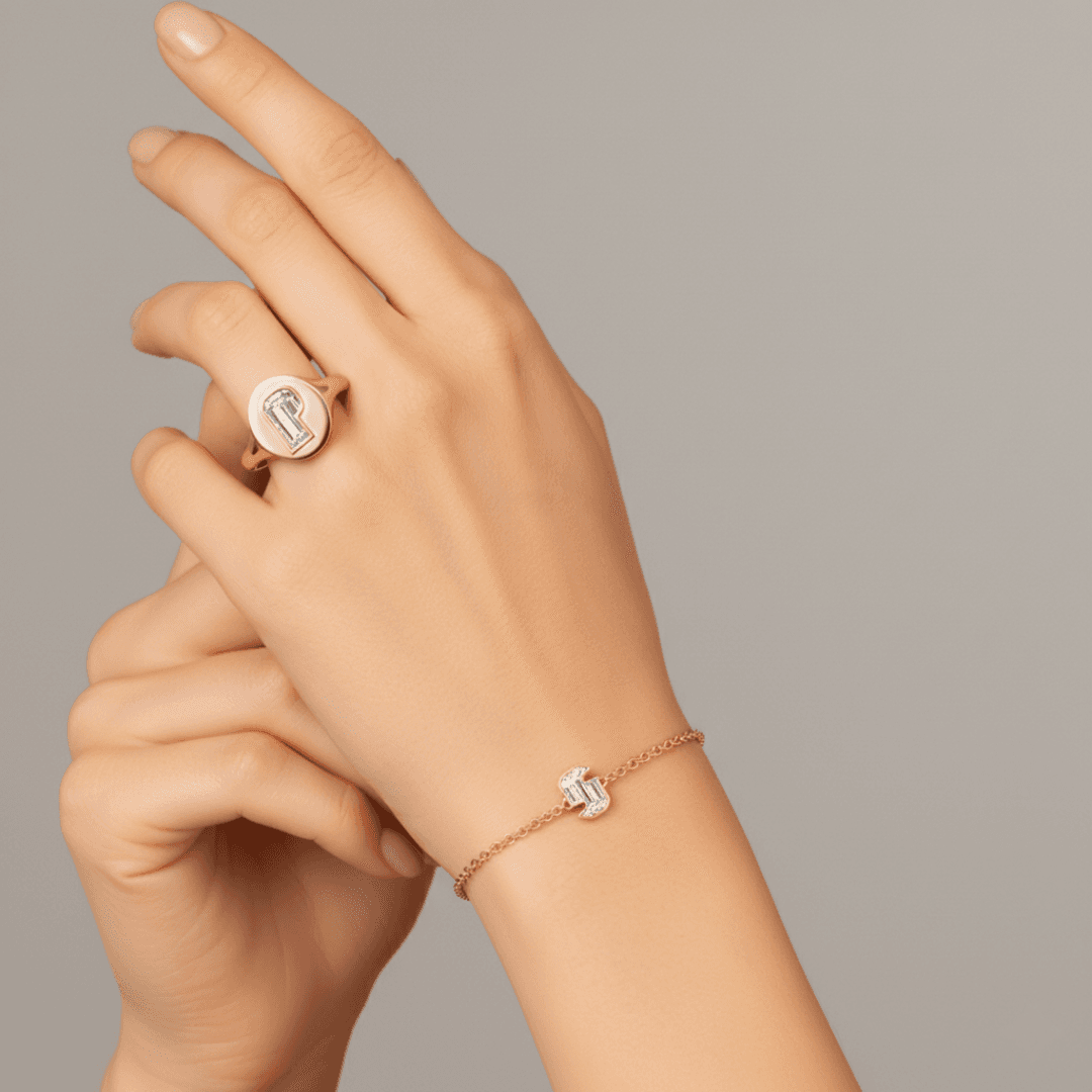 P Letter Alphabet Signet Ring — view 2