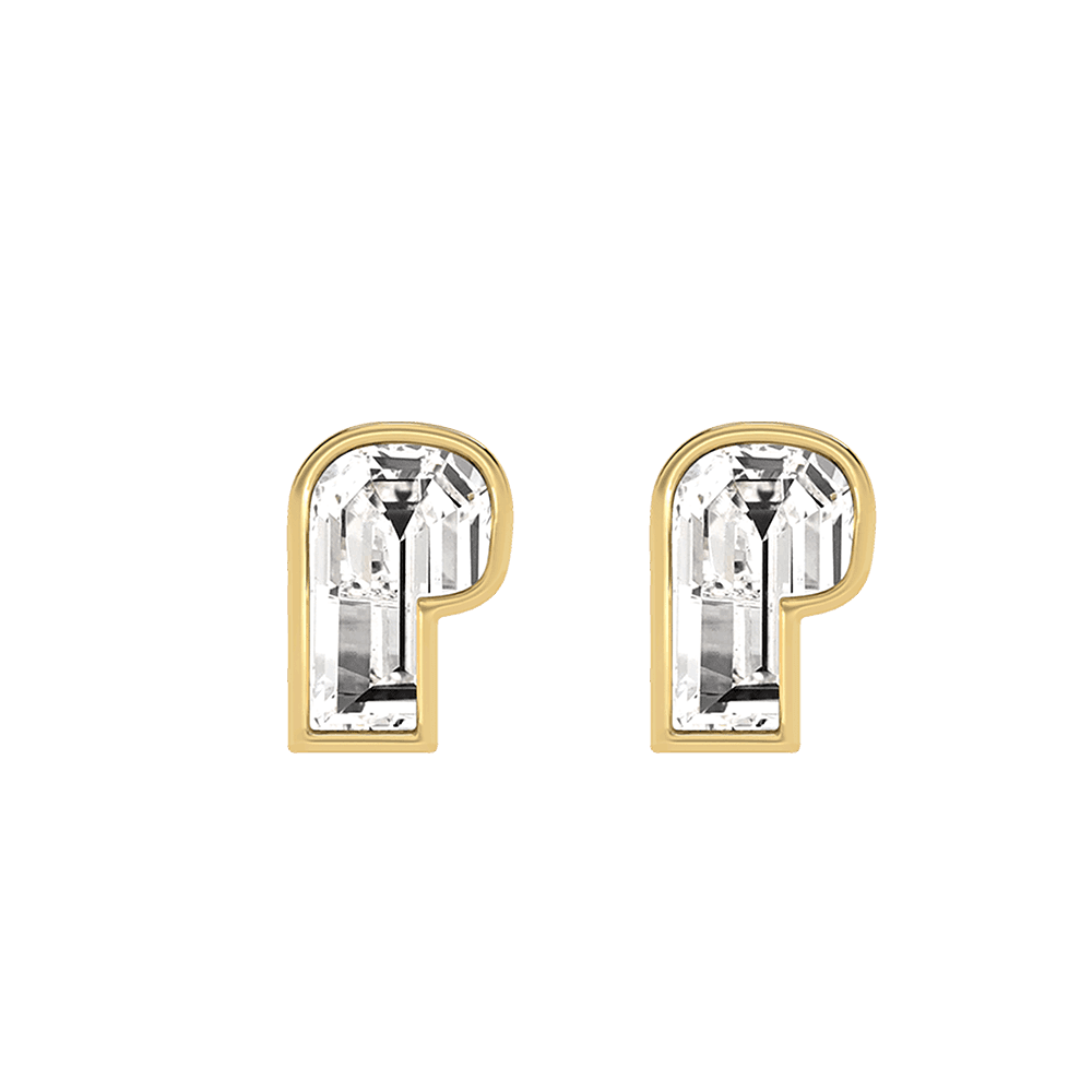 P Letter Alphabet Stud Earrings