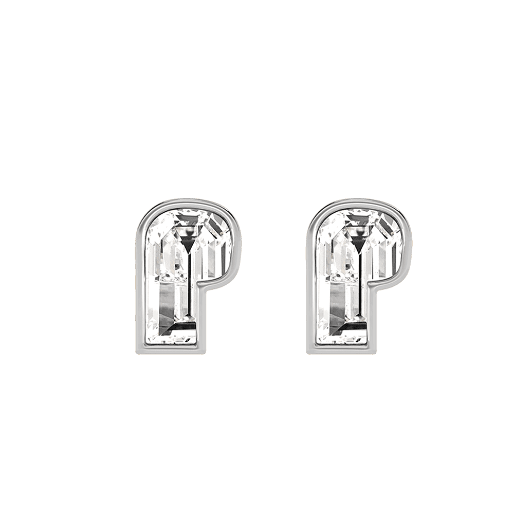 P Letter Alphabet Stud Earrings