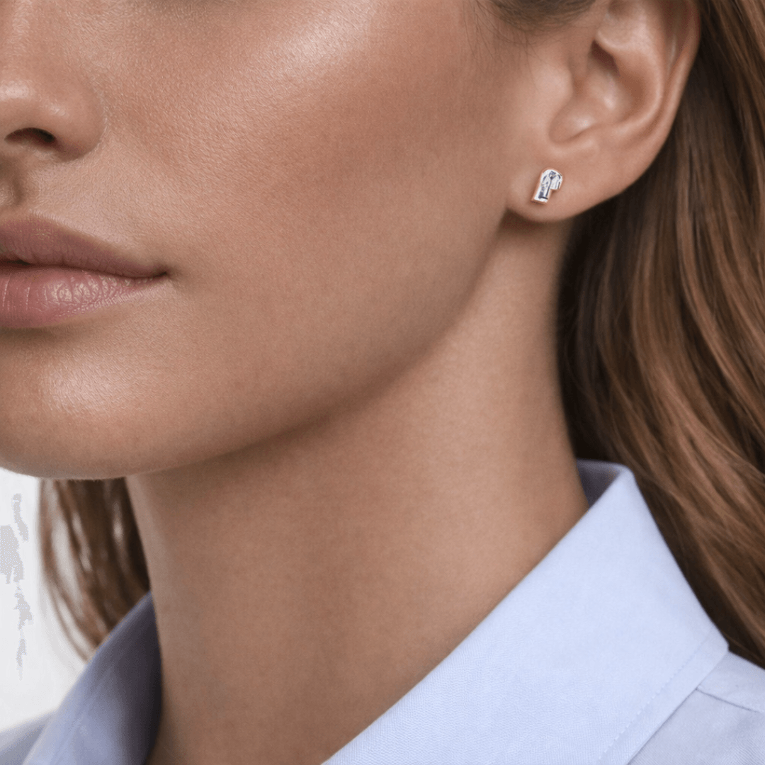P Letter Alphabet Stud Earrings — view 2