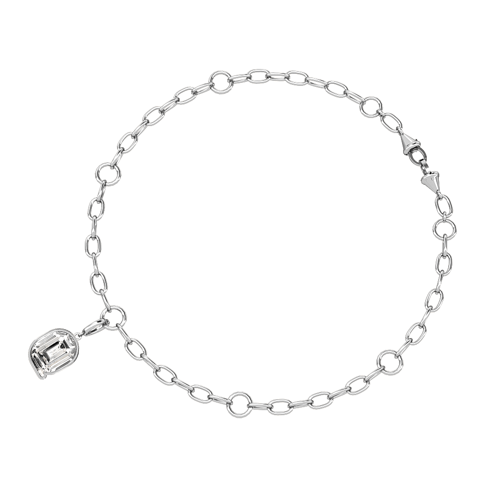 Q Letter Alphabet Charm in 18k White Gold — view 3