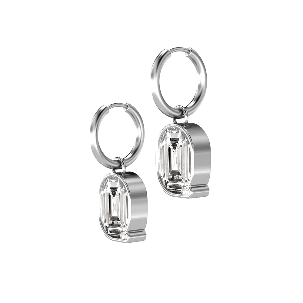 Q Letter Alphabet Hoop Earrings in 18k White Gold — view 2