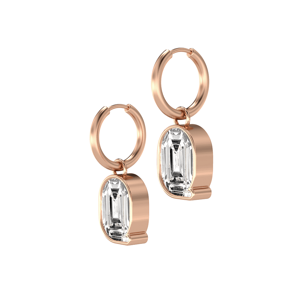 Q Letter Alphabet Hoop Earrings in 18k Rose Gold — view 2