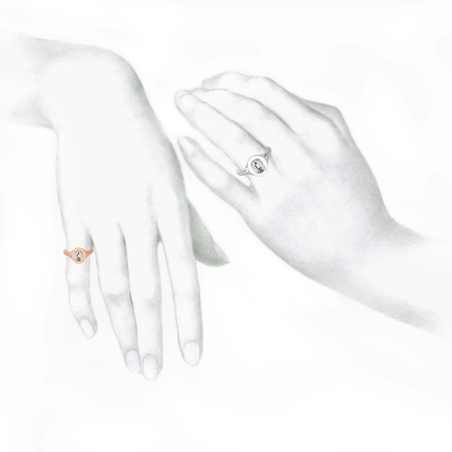 Q Letter Alphabet Signet Ring in 18k White Gold — view 3