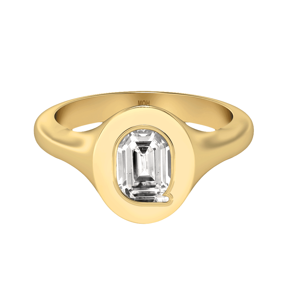 Q Letter Alphabet Signet Ring