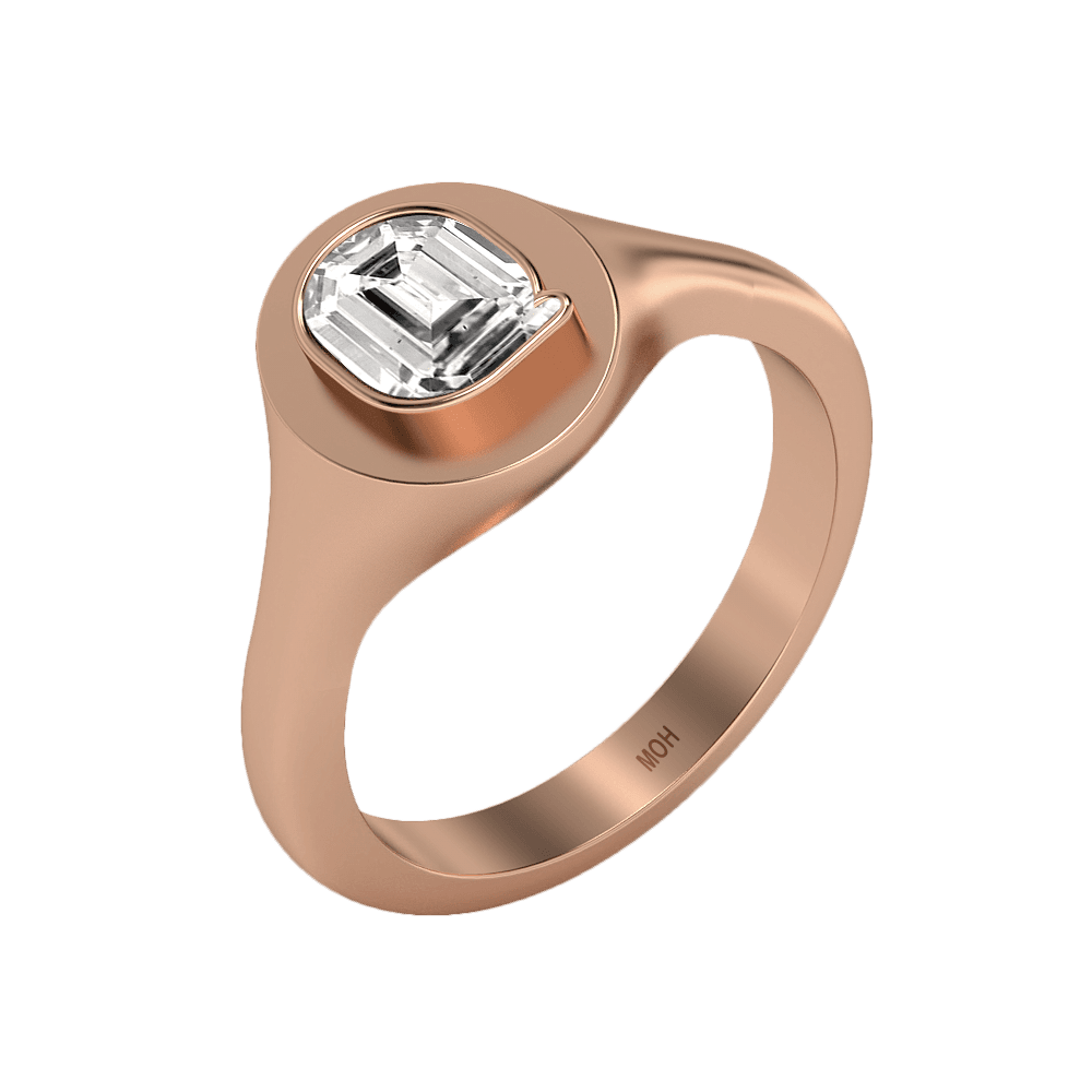 Q Letter Alphabet Signet Ring in 18k Rose Gold — view 2