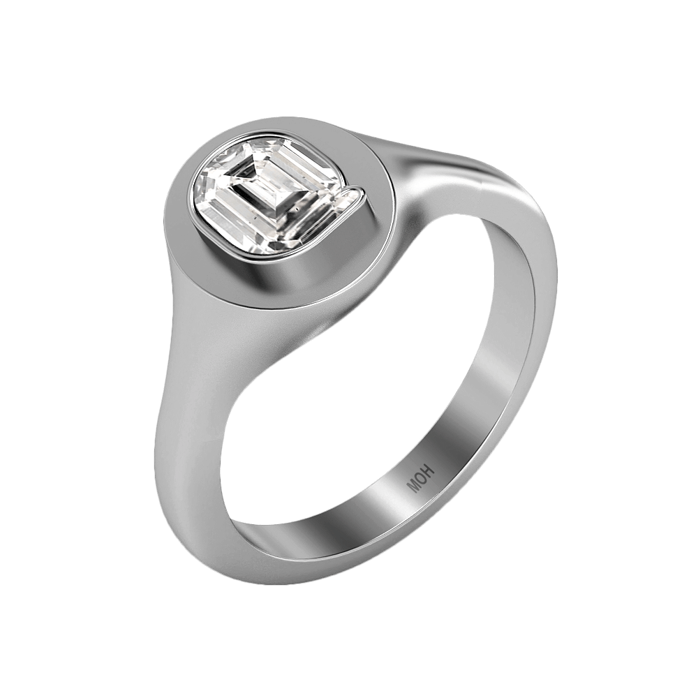 Q Letter Alphabet Signet Ring in 18k White Gold — view 2