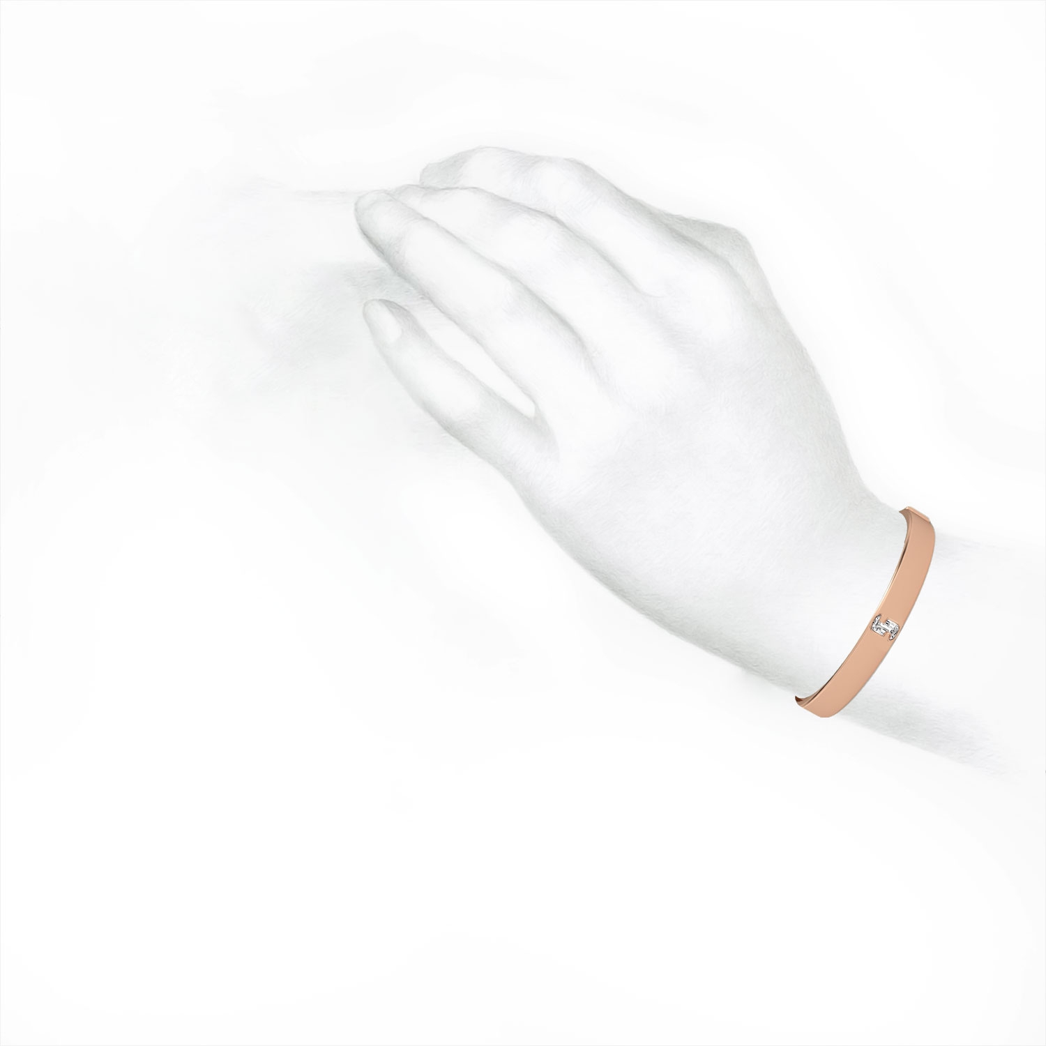 S Letter Alphabet Bangle in 18k Rose Gold — view 3