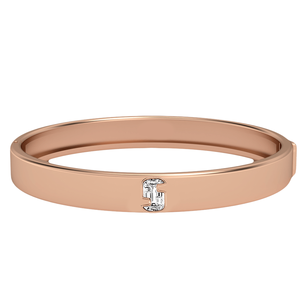 S Letter Alphabet Bangle in 18k Rose Gold