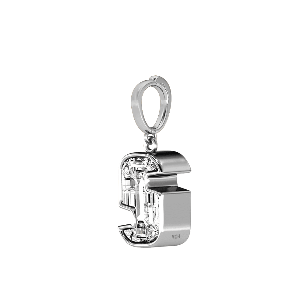 S Letter Alphabet Charm in Platinum — view 2