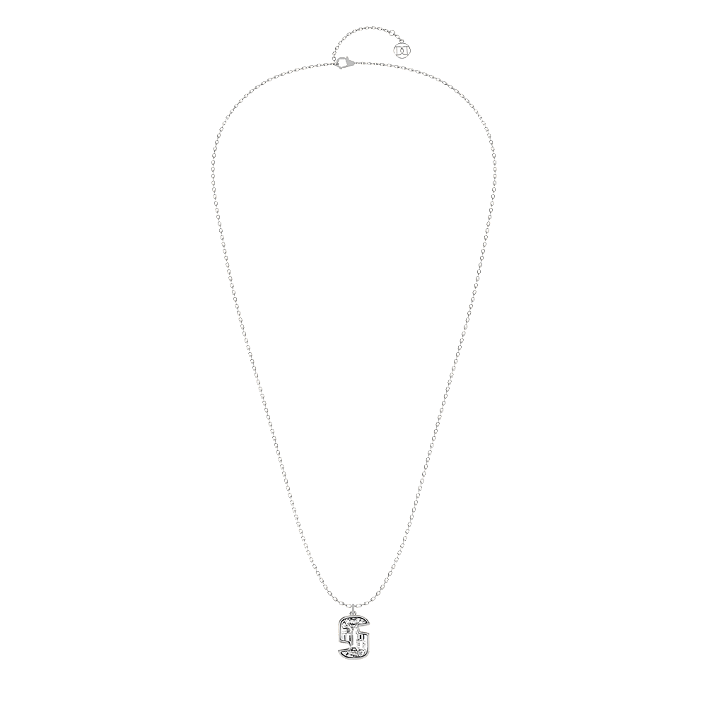 S Letter Alphabet Pendant in 18k White Gold — view 2