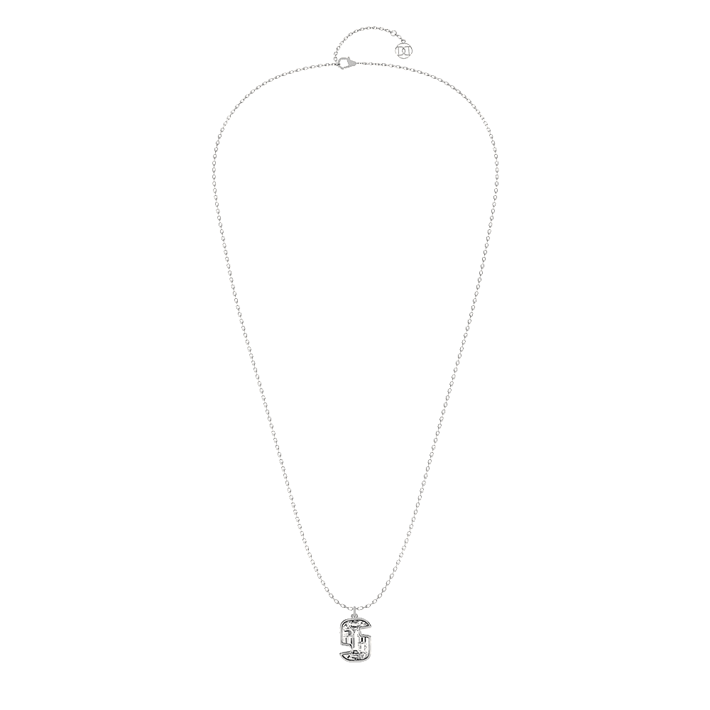 S Letter Alphabet Pendant in Platinum — view 2