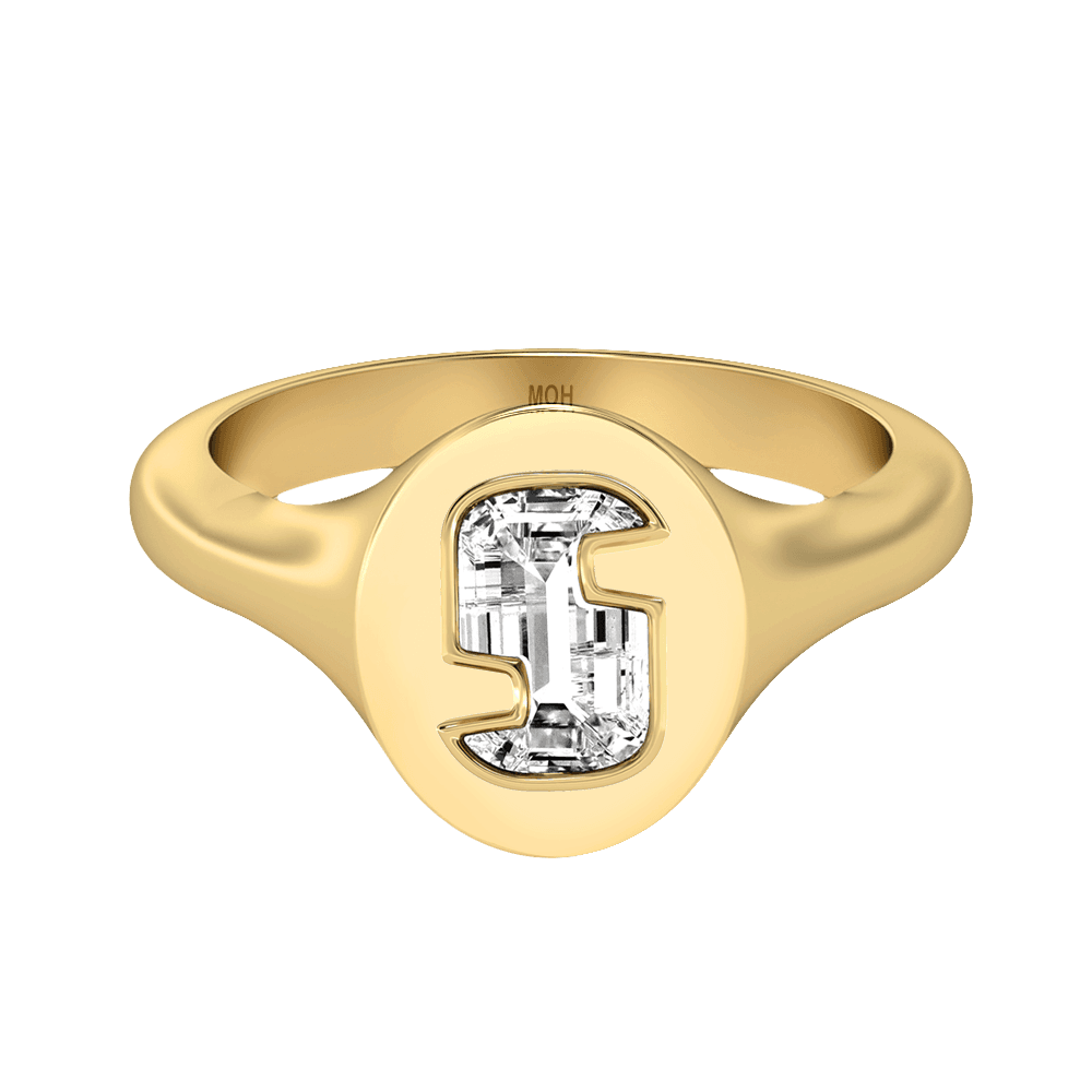 S Letter Alphabet Signet Ring