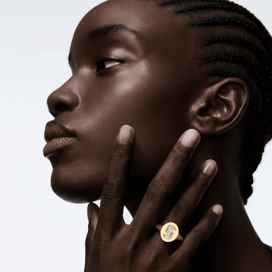 S Letter Alphabet Signet Ring — view 2