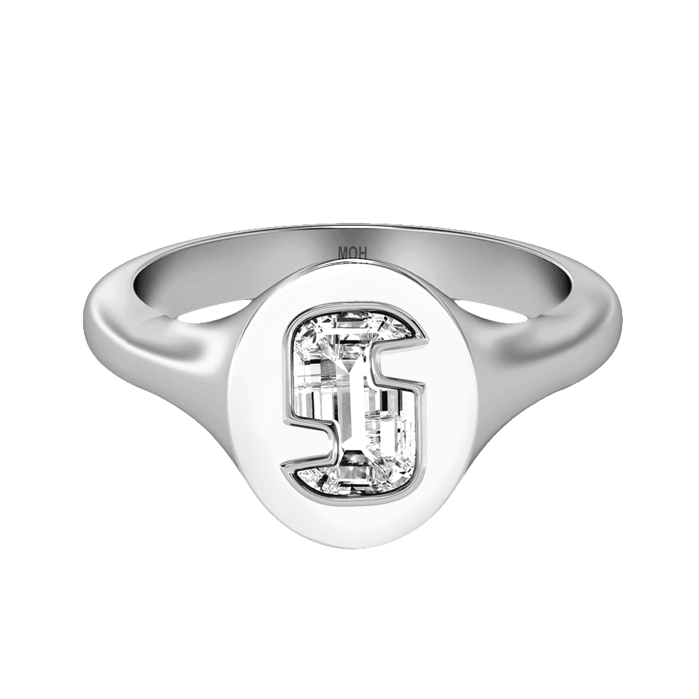 S Letter Alphabet Signet Ring