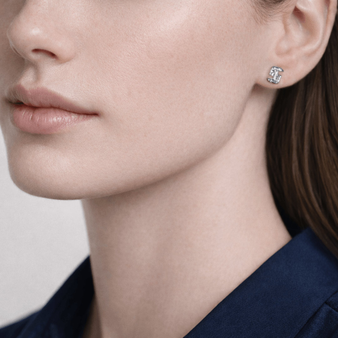 S Letter Alphabet Stud Earrings — view 2