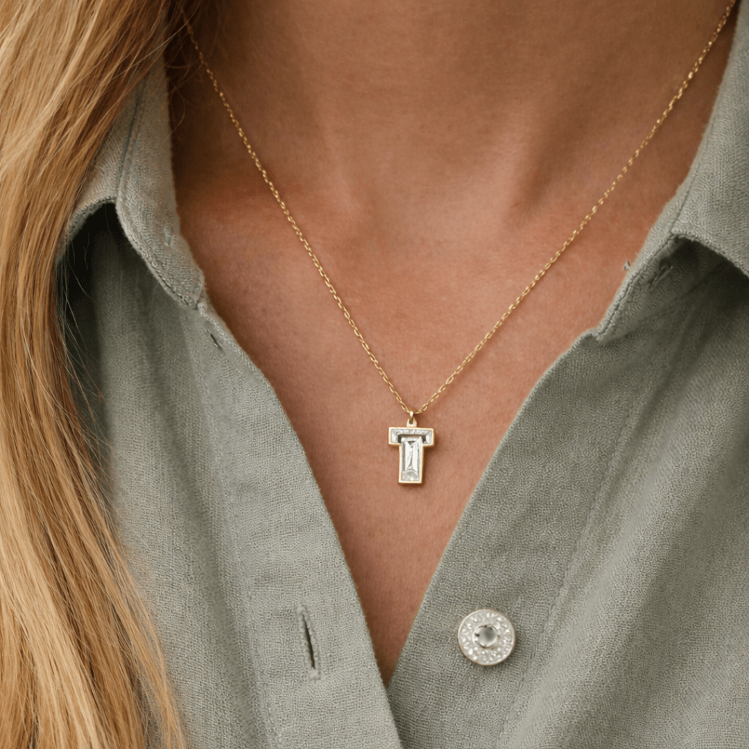 T Letter Alphabet Pendant — view 2