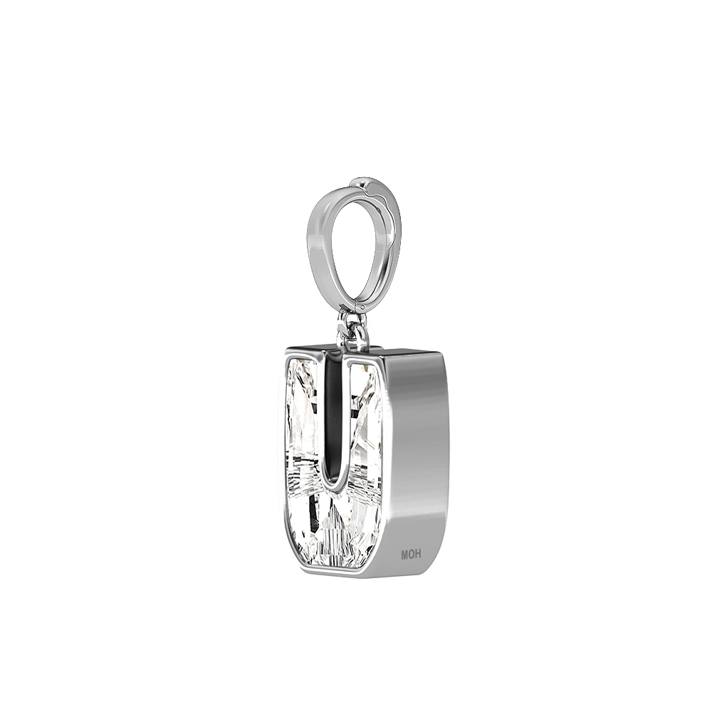 U Letter Alphabet Charm in 18k White Gold — view 2