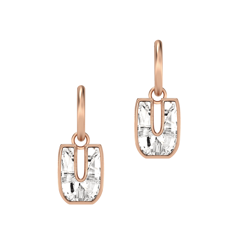 U Letter Alphabet Hoop Earrings in 18k Rose Gold