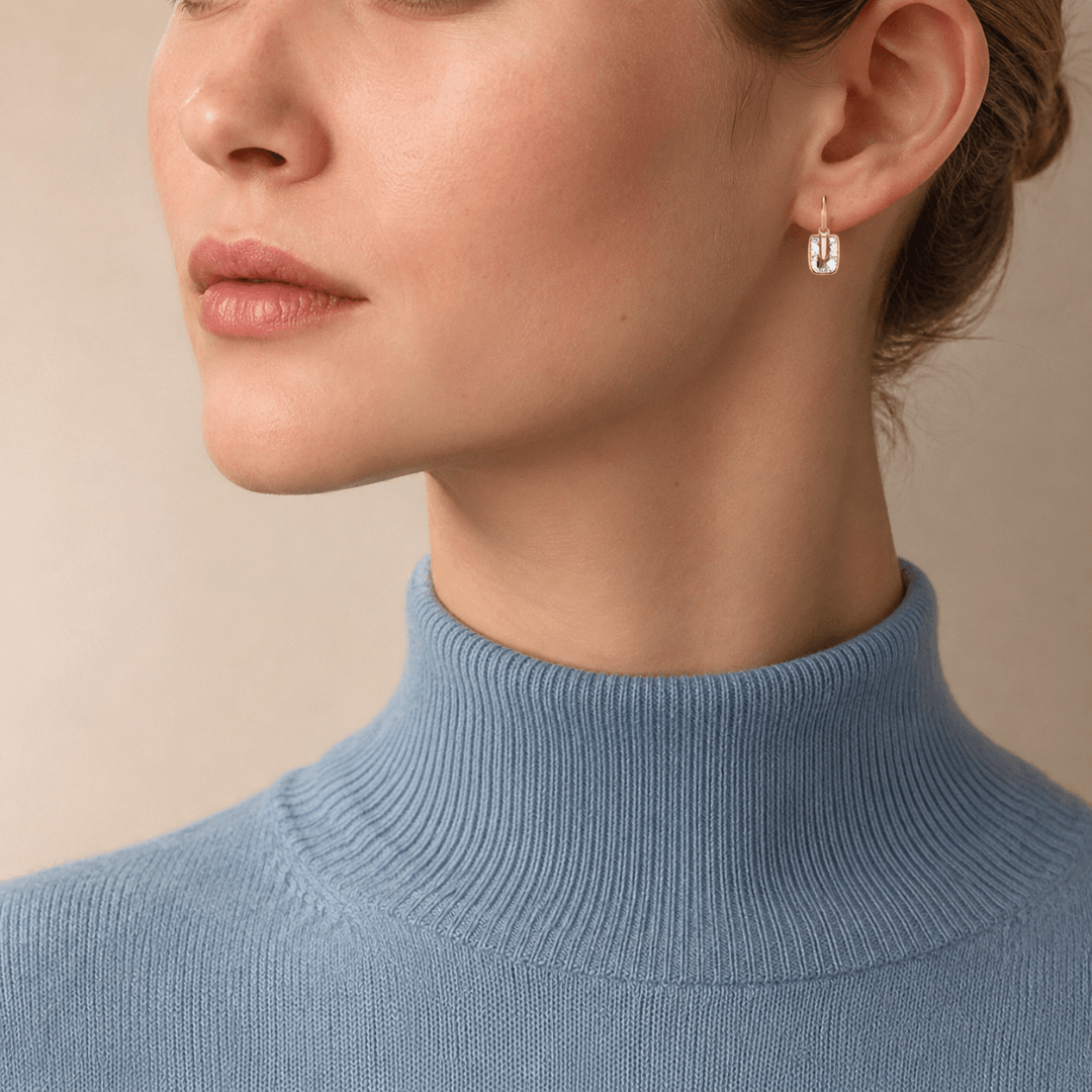 U Letter Alphabet Hoop Earrings — view 2