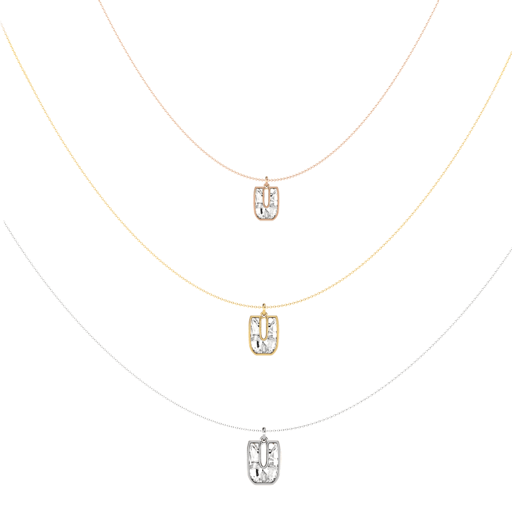 U Letter Alphabet Pendant in 18k Rose Gold — view 4