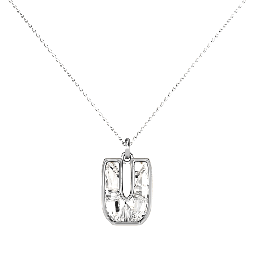 U Letter Alphabet Pendant in 18k White Gold