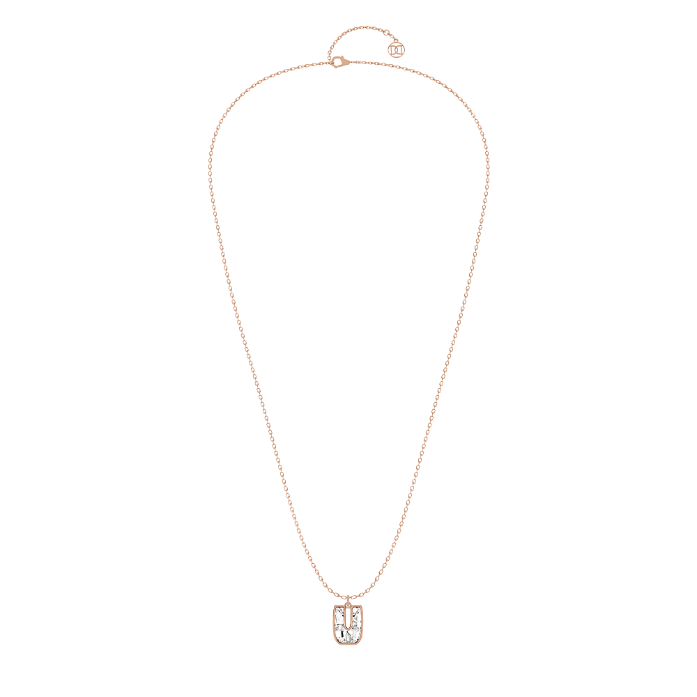 U Letter Alphabet Pendant in 18k Rose Gold — view 2