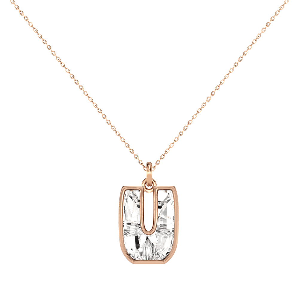 U Letter Alphabet Pendant in 18k Rose Gold