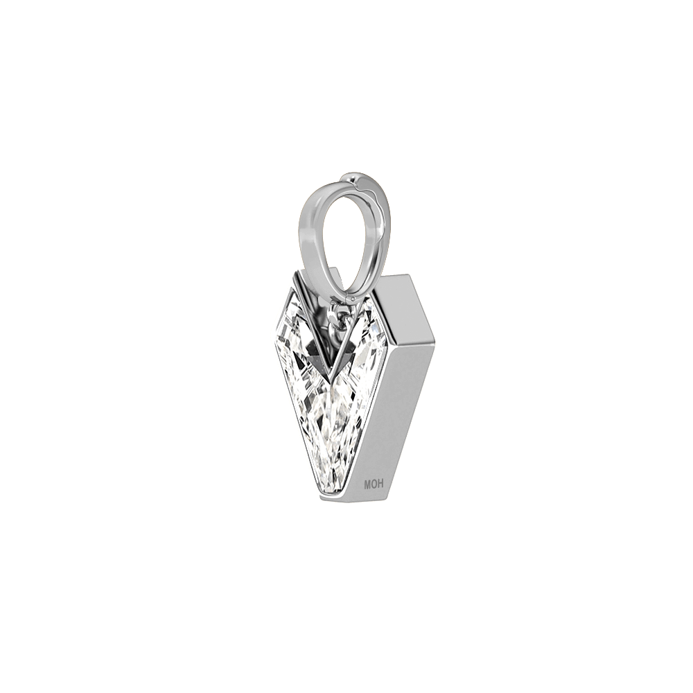 V Letter Alphabet Charm in 18k White Gold — view 2