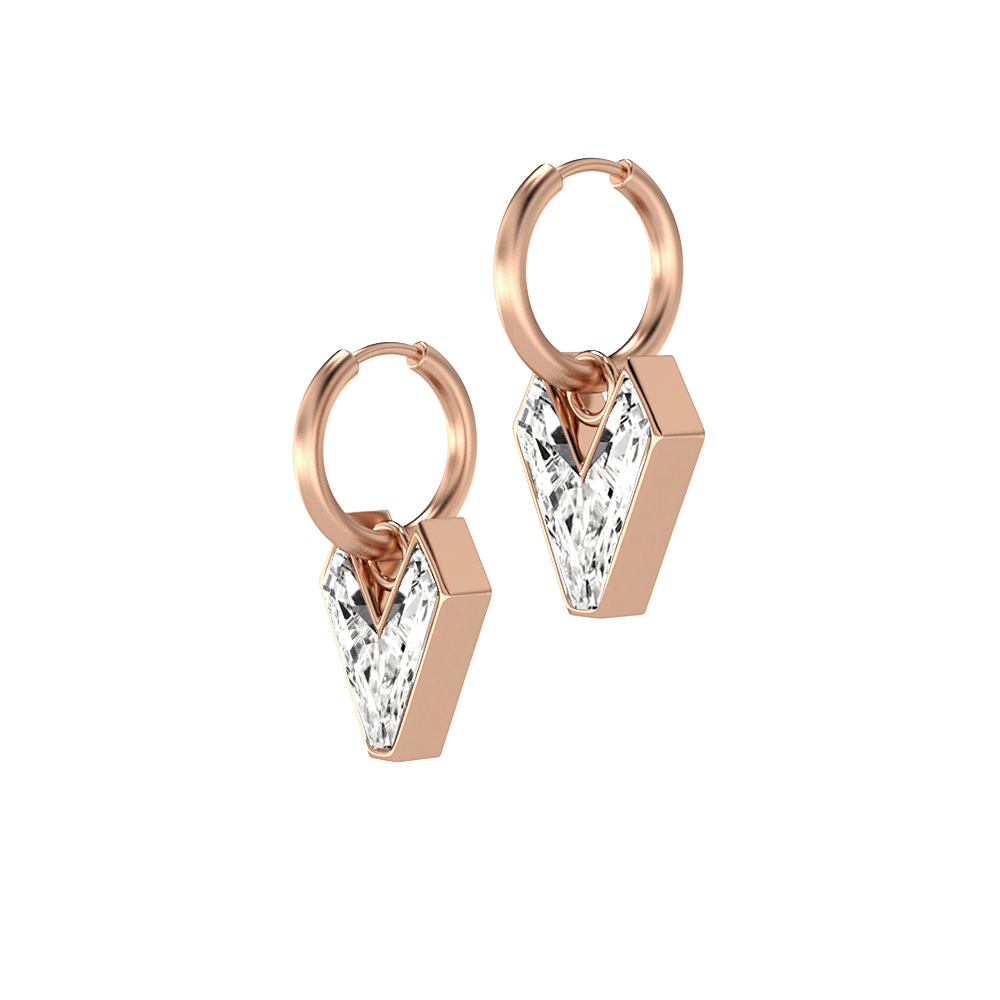 V Letter Alphabet Hoop Earrings in 18k Rose Gold — view 2