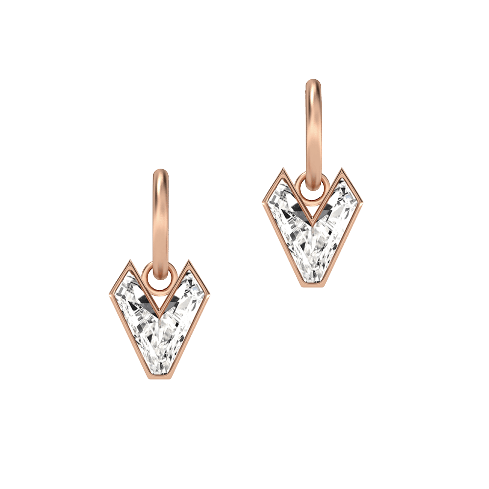 V Letter Alphabet Hoop Earrings in 18k Rose Gold