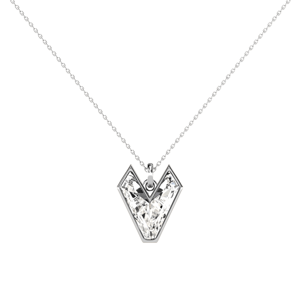 V Letter Alphabet Pendant in 18k White Gold