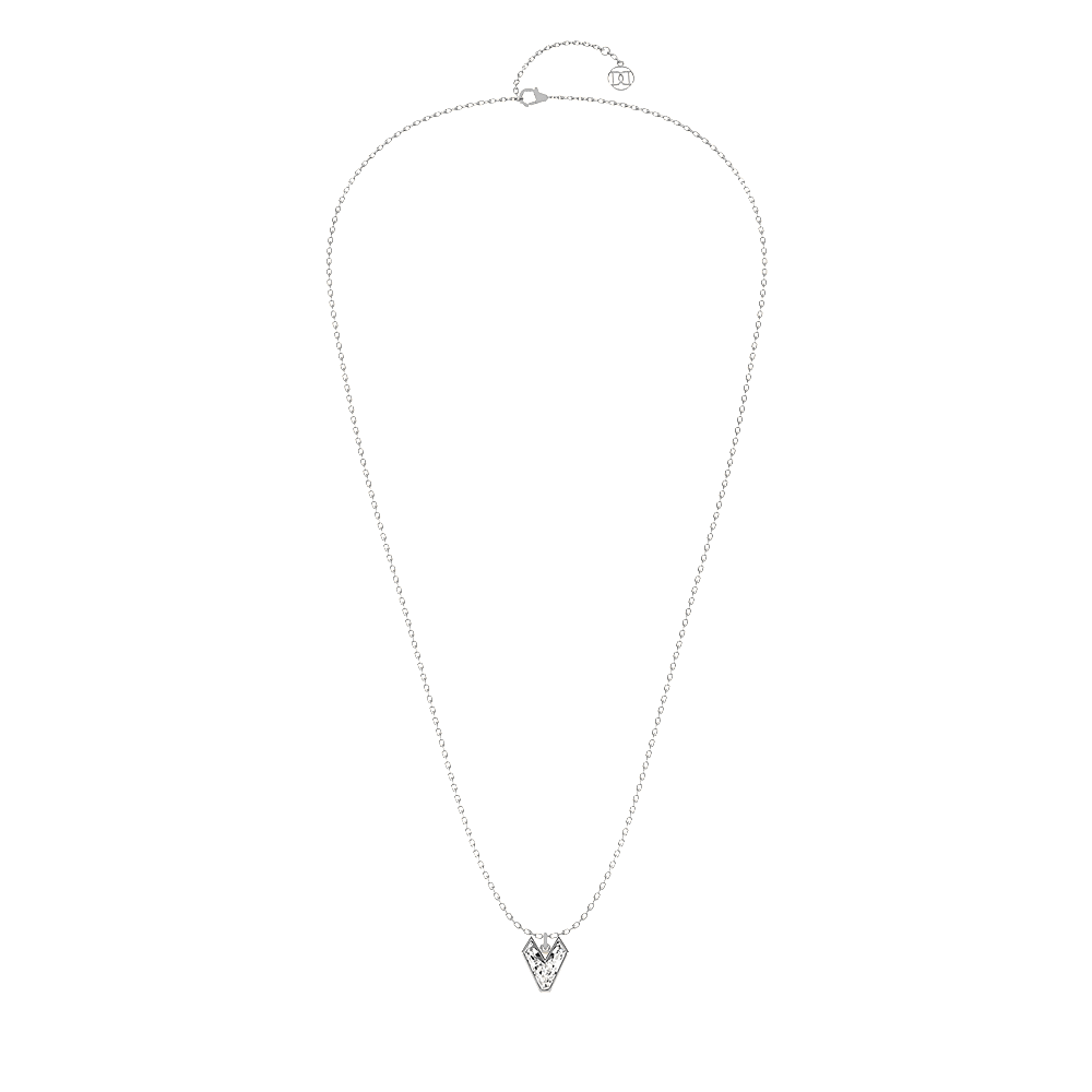V Letter Alphabet Pendant in 18k White Gold — view 2