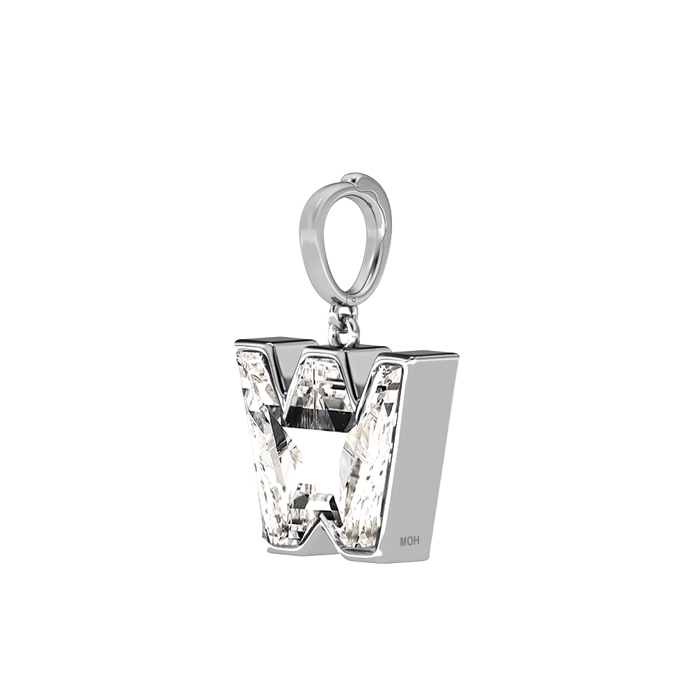 W Letter Alphabet Charm in 18k White Gold — view 2