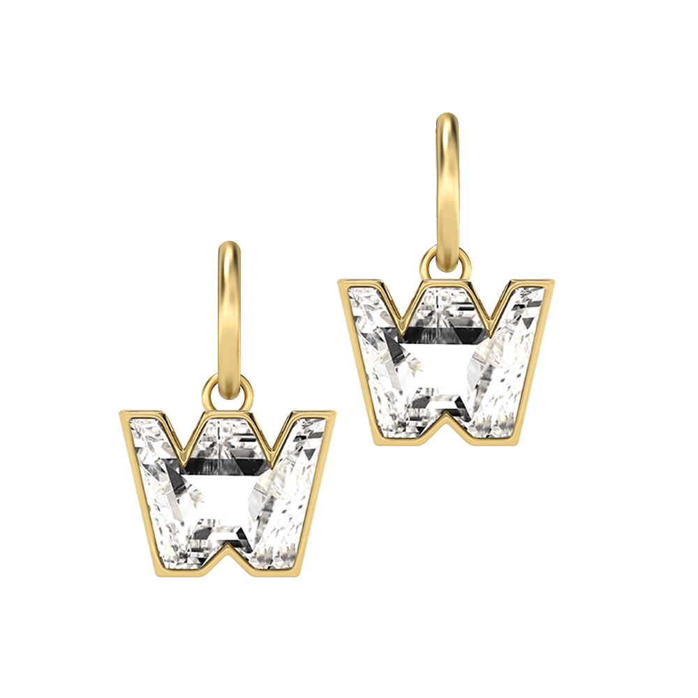 W Letter Alphabet Hoop Earrings