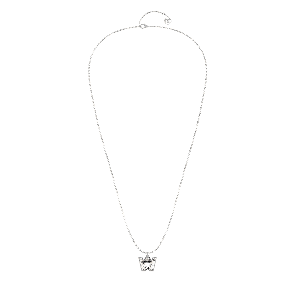 W Letter Alphabet Pendant in 18k White Gold — view 2