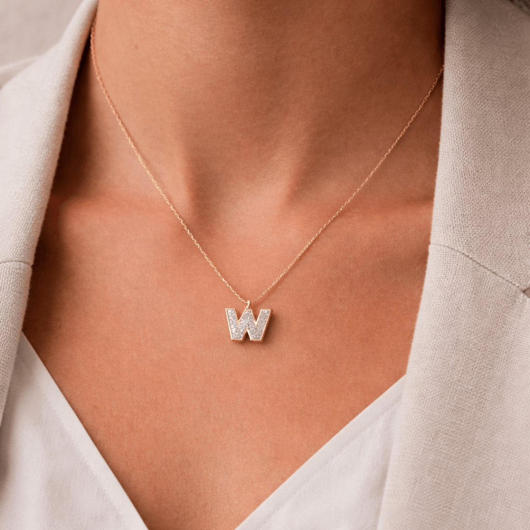 W Letter Alphabet Pendant — view 2