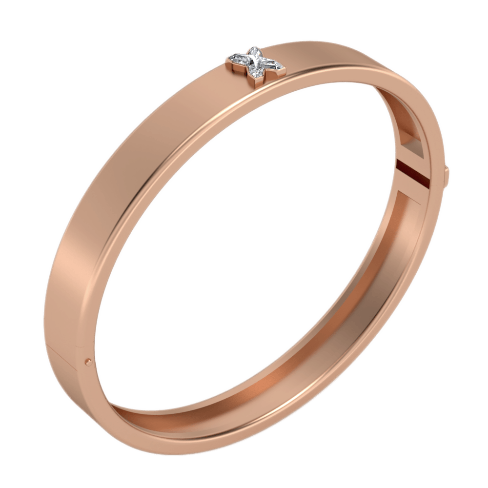 X Letter Alphabet Bangle in 18k Rose Gold — view 2