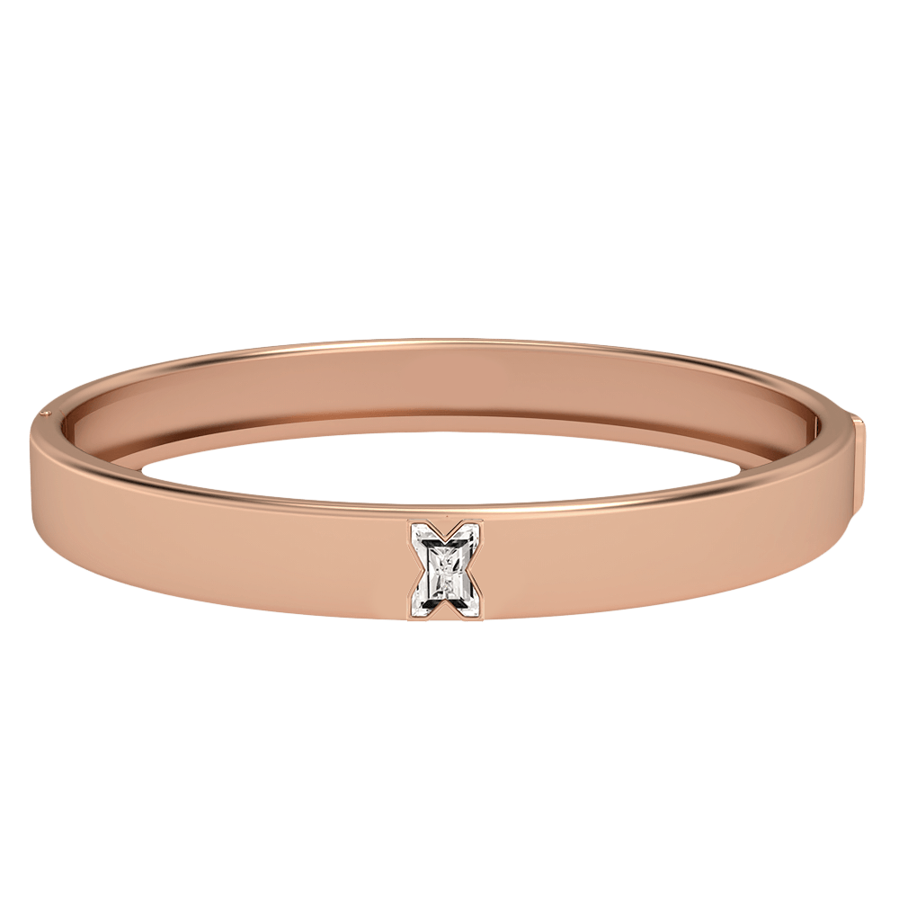 X Letter Alphabet Bangle in 18k Rose Gold