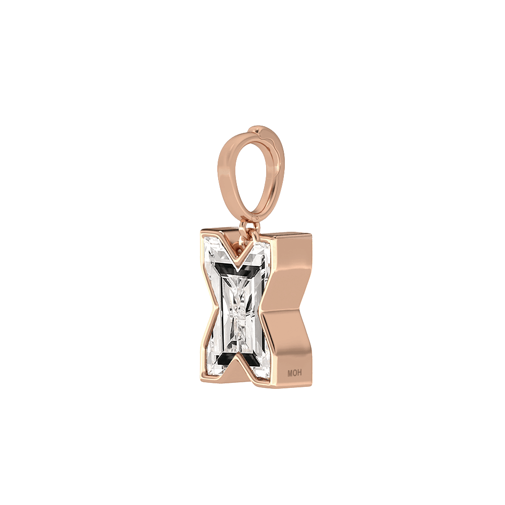 X Letter Alphabet Charm in 18k Rose Gold — view 2