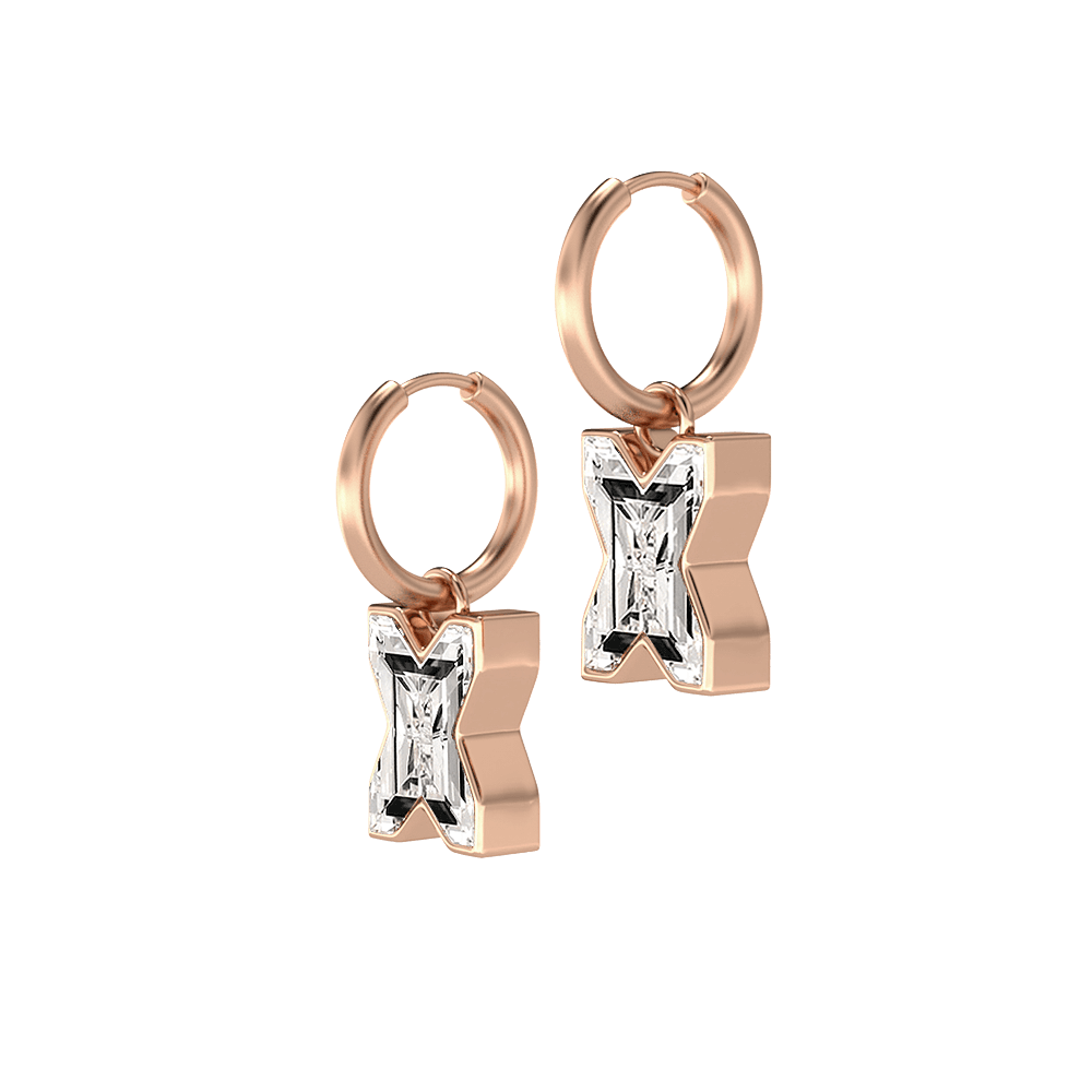 X Letter Alphabet Hoop Earrings in 18k Rose Gold — view 2