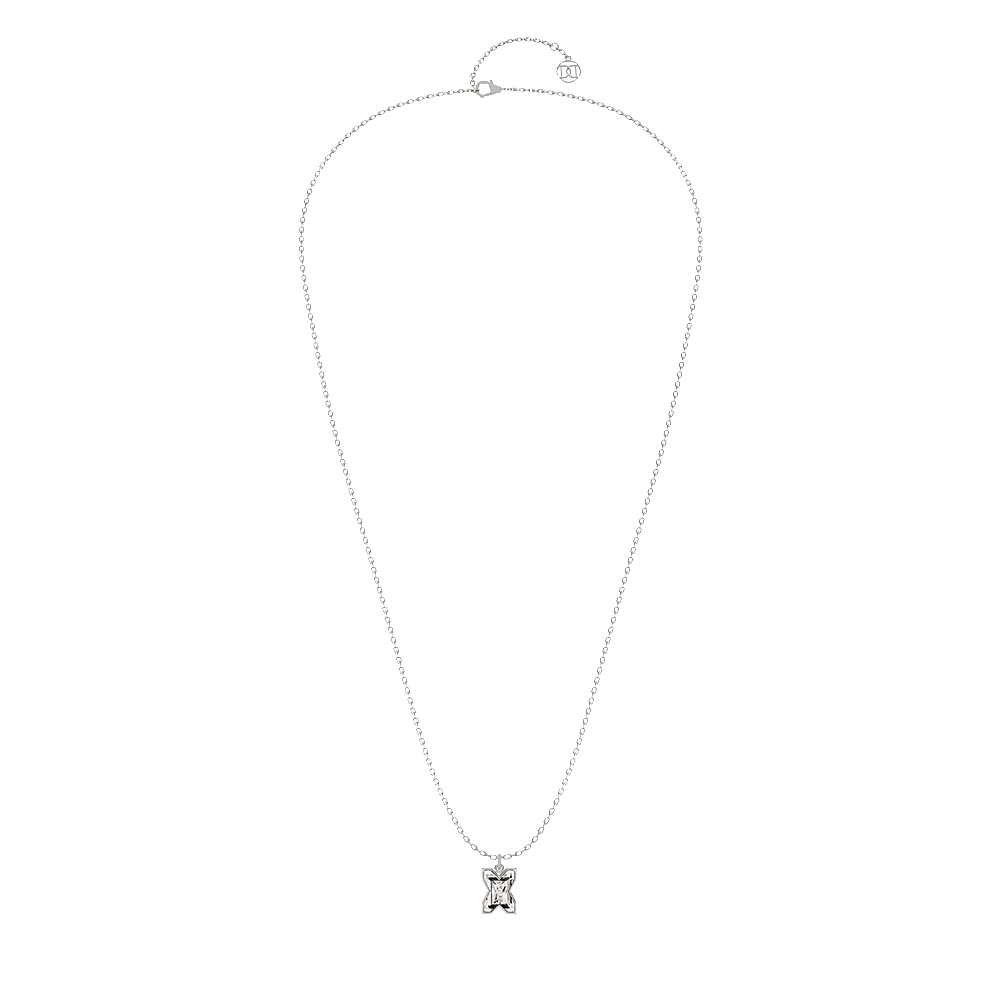 X Letter Alphabet Pendant in 18k White Gold — view 2